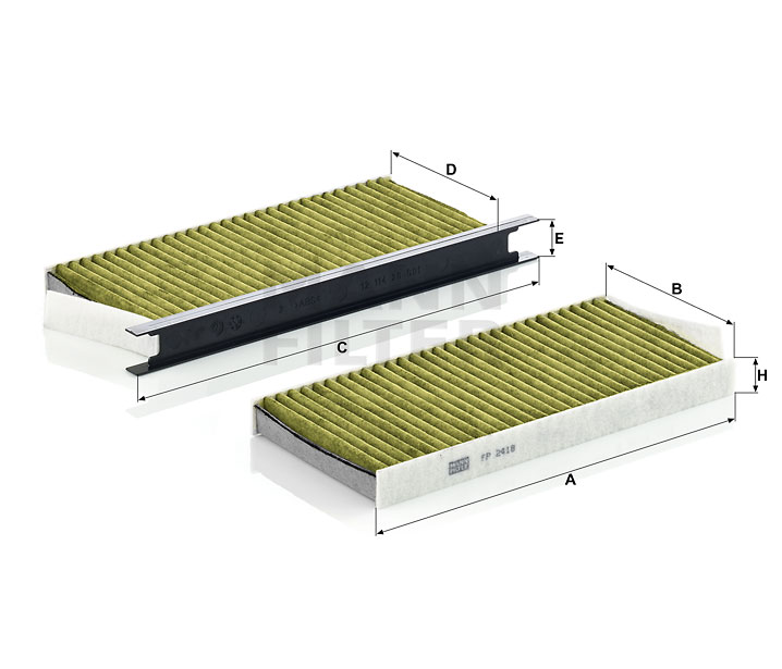 MANN-FILTER FP 2418-2: Innenraumfilter Aktivkohlefilter mit Polyphenol, mit antibakterieller Wirkung, Feinstaubfilter (PM 2.5), mit fungizider Wirkung, Aktivkohlefilter, FreciousPlus