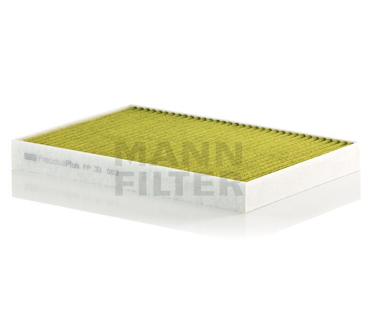 MANN-FILTER FP 31 003: Interieurfilter Actief-koolstoffilter met meerwaardig fenol, Met antibacteriële werking, Fijnstoffilter (PM 2.5), Met schimmelwerende werking, Carbon filter, FreciousPlus