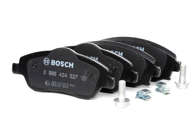 BOSCH 0 986 424 527: Sada brzdových destiček, kotoučová brzda s příslušenstvím, se šrouby, s krycím plechem