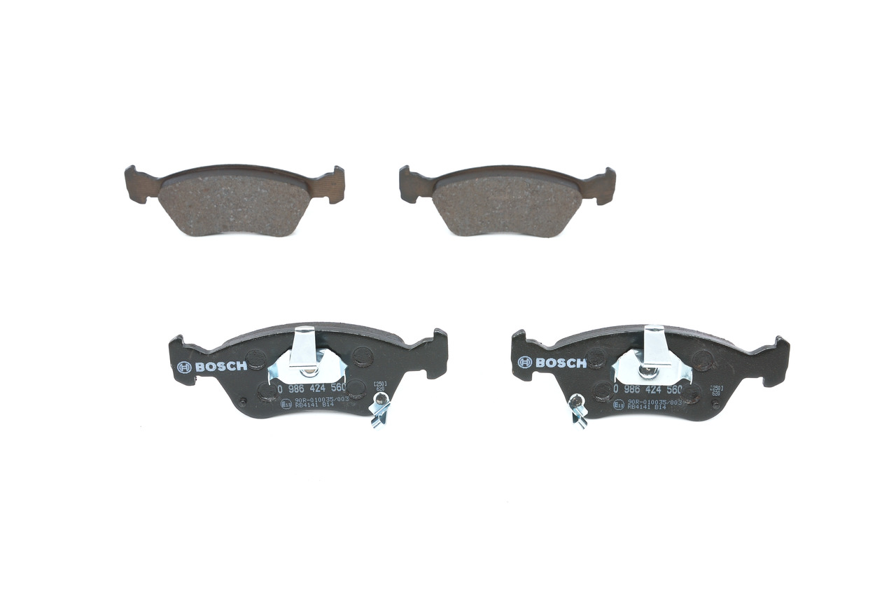 BOSCH 0 986 424 560: Bremsbeläge mit Anti-Quietsch-Blech, mit Kolbenclip
