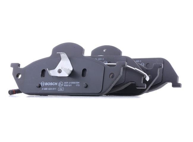 BOSCH 0 986 424 611: Bremsbeläge mit Montageanleitung, mit Anti-Quietsch-Blech, mit Kolbenclip