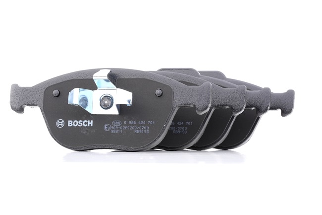 BOSCH 0 986 424 701: Juego de pastillas de freno con instrucciones de montaje, Chapa antichirridos, con clip de émbolo