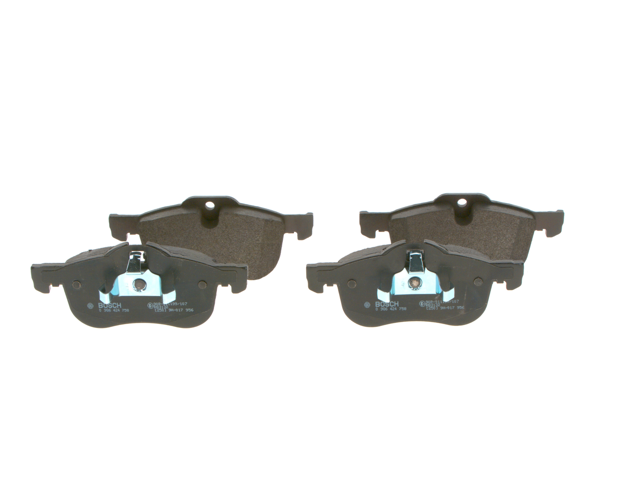 BOSCH 0 986 424 758: Bremsbeläge mit Kolbenclip, mit Anti-Quietsch-Blech