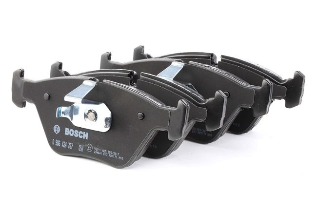 BOSCH 0 986 424 767: Juego de pastillas de freno con instrucciones de montaje, Chapa antichirridos, con clip de émbolo