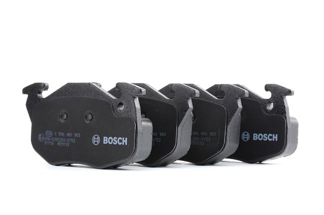BOSCH 0 986 460 983: Fékbetét készlet, tárcsafék csikorgásgátló lemezzel, szerelési útmutatóval