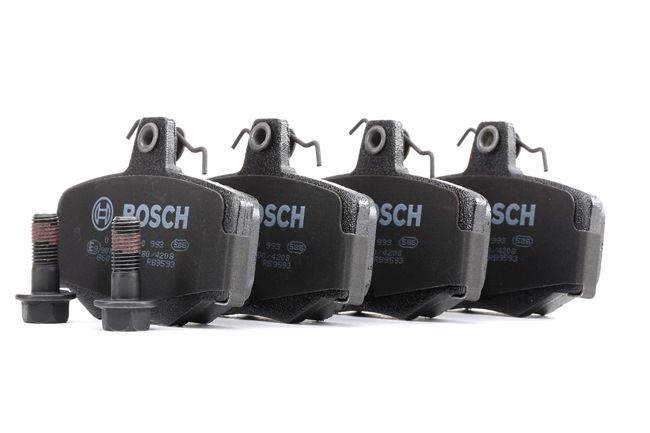 BOSCH 0 986 460 993: Juego de pastillas de freno con accesorios, con tornillos, con instrucciones de montaje, Chapa antichirridos