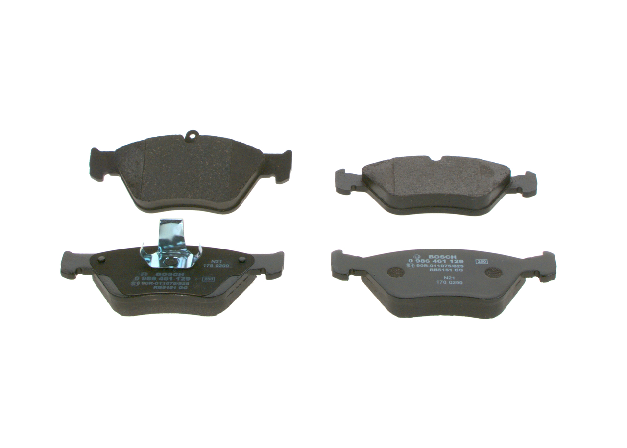BOSCH 0 986 461 129: Juego de pastillas de freno con clip de émbolo, Chapa antichirridos