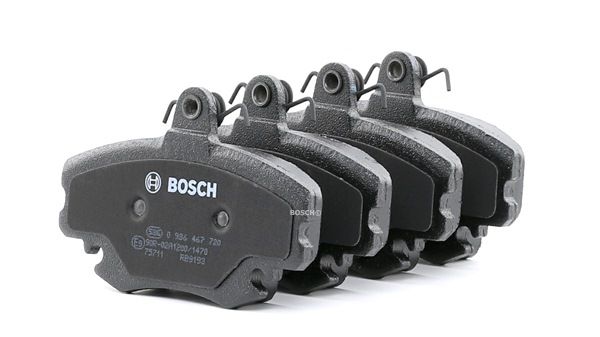 BOSCH 0 986 467 720: Sada brzdových destiček, kotoučová brzda s příslušenstvím, se šrouby, s krycím plechem