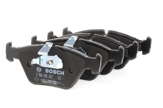 BOSCH 0 986 494 007: Juego de pastillas de freno con instrucciones de montaje, Chapa antichirridos, con clip de émbolo