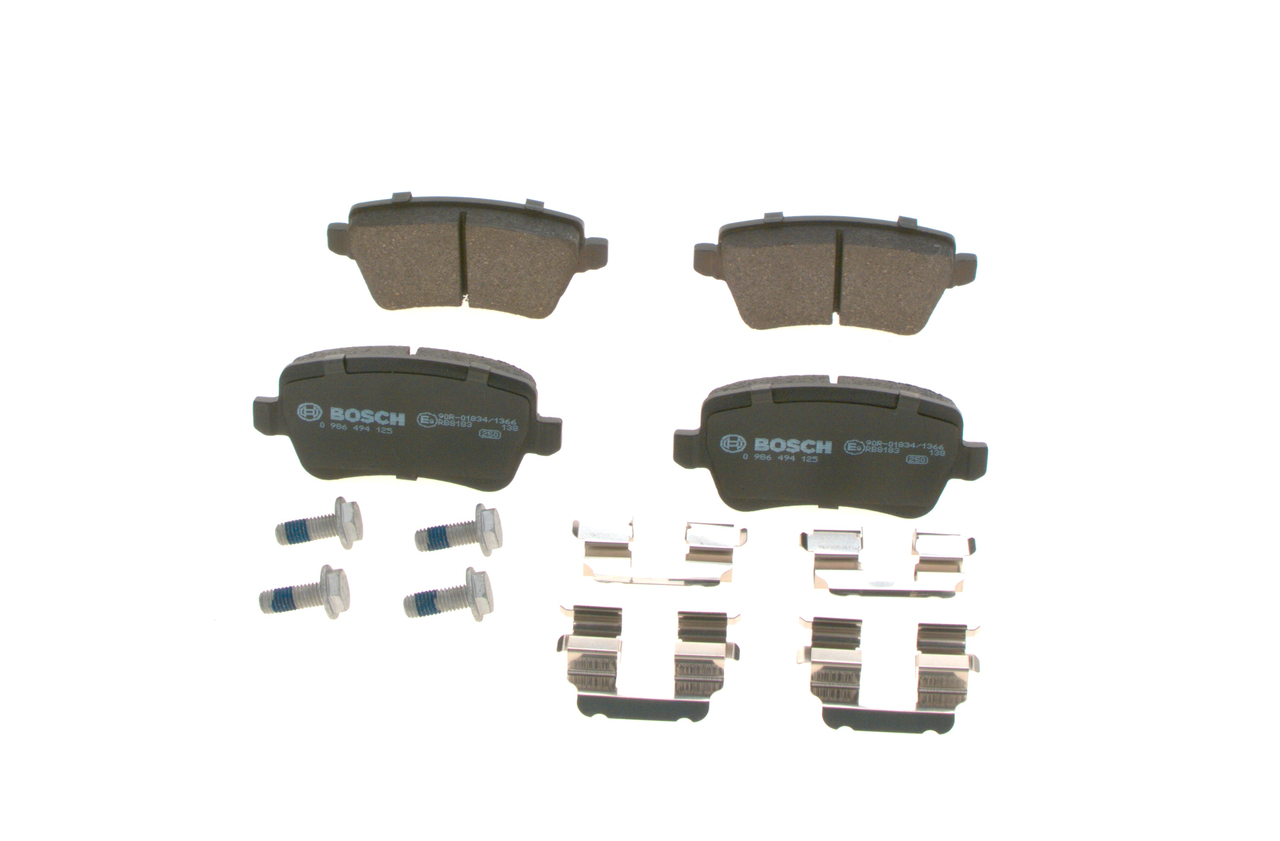 BOSCH 0 986 494 125: Juego de pastillas de freno con muelle, con accesorios, con tornillos