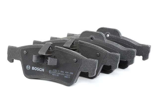 BOSCH 0 986 494 256: Juego de pastillas de freno con instrucciones de montaje, Chapa antichirridos, con clip de émbolo
