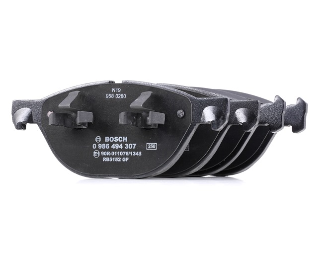 BOSCH 0 986 494 307: Juego de pastillas de freno con clip de émbolo, Chapa antichirridos