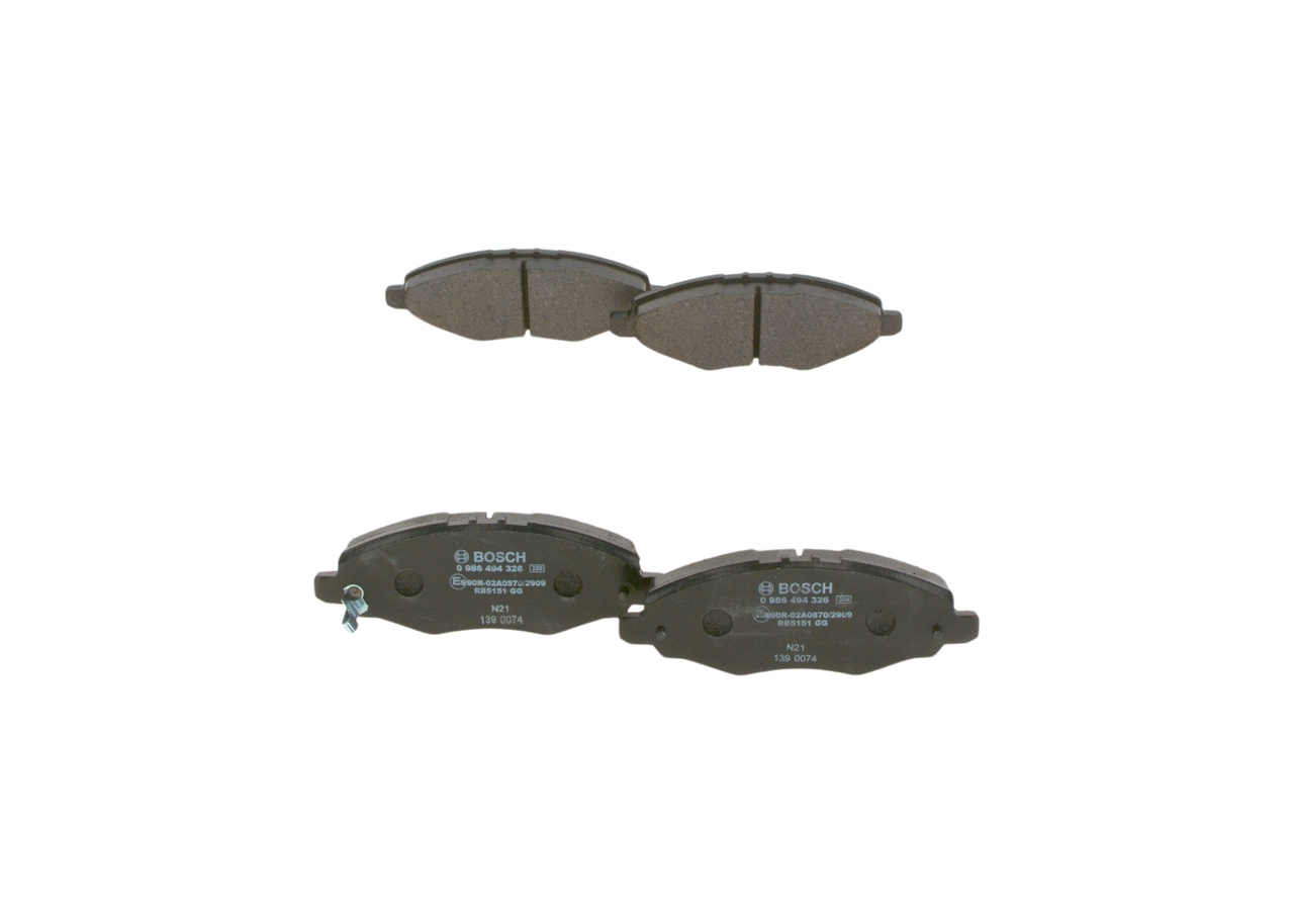 BOSCH 0 986 494 326 Комплект спирачно феродо, дискови спирачки TOYOTA HILUX 3 Pick-up (TGN1, GGN2, GGN1, KUN2, KUN1) 147 K.C. бензин цена