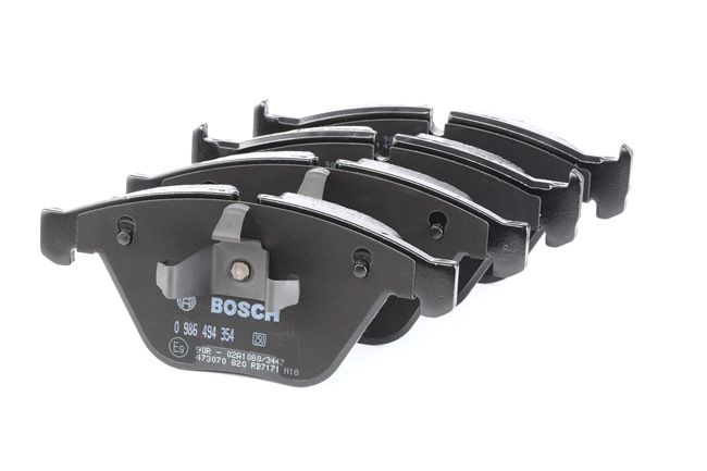 BOSCH 0 986 494 354: Juego de pastillas de freno con instrucciones de montaje, Chapa antichirridos, con clip de émbolo