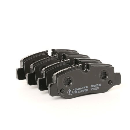 BREMBO P 50 126: Sada brzdových destiček, kotoučová brzda PRIME LINE s příslušenstvím, s Kolbenclipem, s krycím plechem