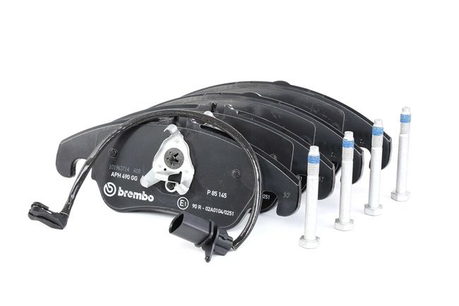 BREMBO P 85 145: Pastilhas de travão PRIME LINE com acessórios, com parafusos de pinça de travão, com grampo do êmbolo, com chapa anti-ruído Prime