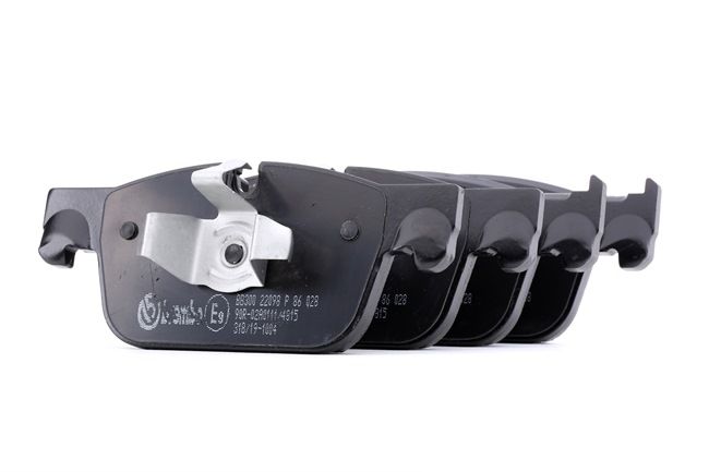 BREMBO P 86 028: Bremsbeläge PRIME LINE mit Zubehör, mit Kolbenclip, mit Anti-Quietsch-Blech