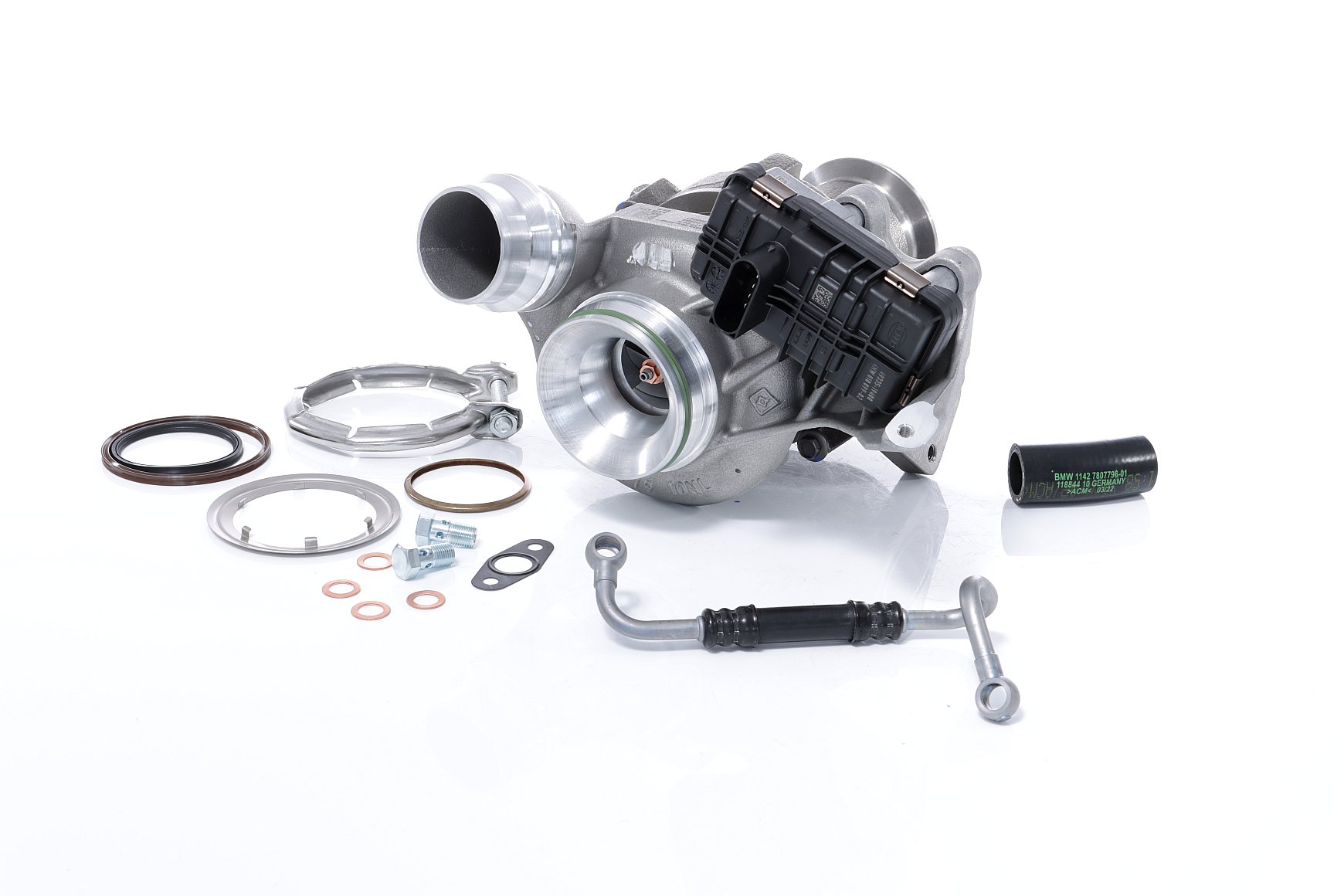 BTS TURBO T981424: Turbosuflantă cu conducta alimentare ulei, cu conducta scurgere ulei, cu material de atașare/fixare, TURBO SERVICE SET ORIGINAL