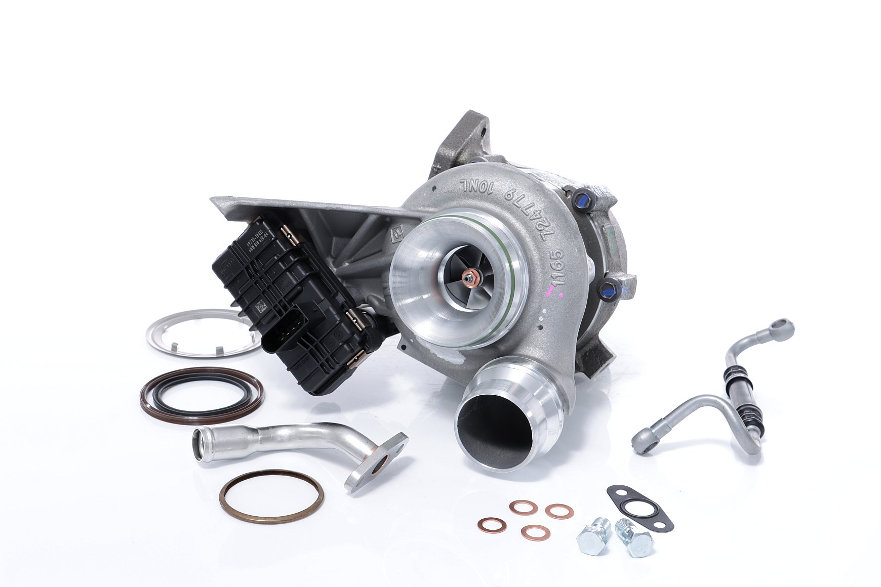 BTS TURBO T981428: Turbosuflantă cu conducta alimentare ulei, cu conducta scurgere ulei, cu material de atașare/fixare, TURBO SERVICE SET ORIGINAL