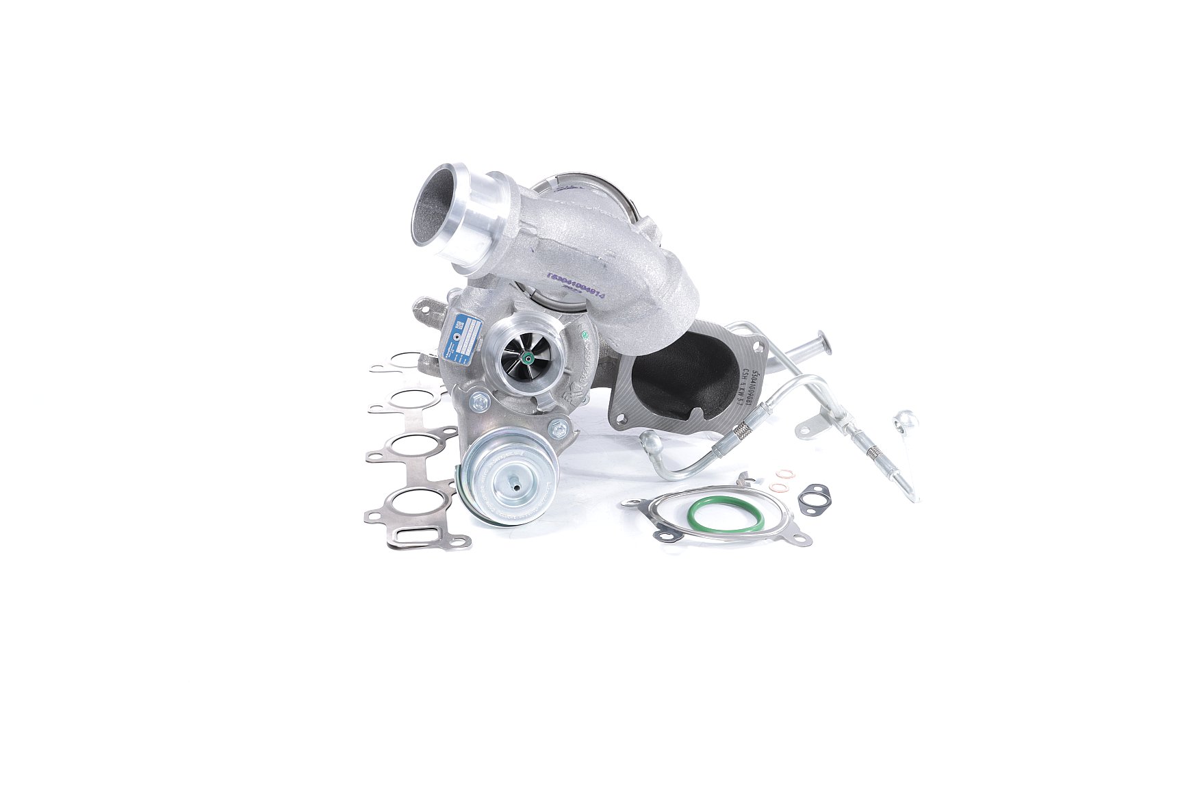 BTS TURBO T981445: Turbosuflantă cu conducta alimentare ulei, cu conducta scurgere ulei, cu material de atașare/fixare, TURBO SERVICE SET ORIGINAL