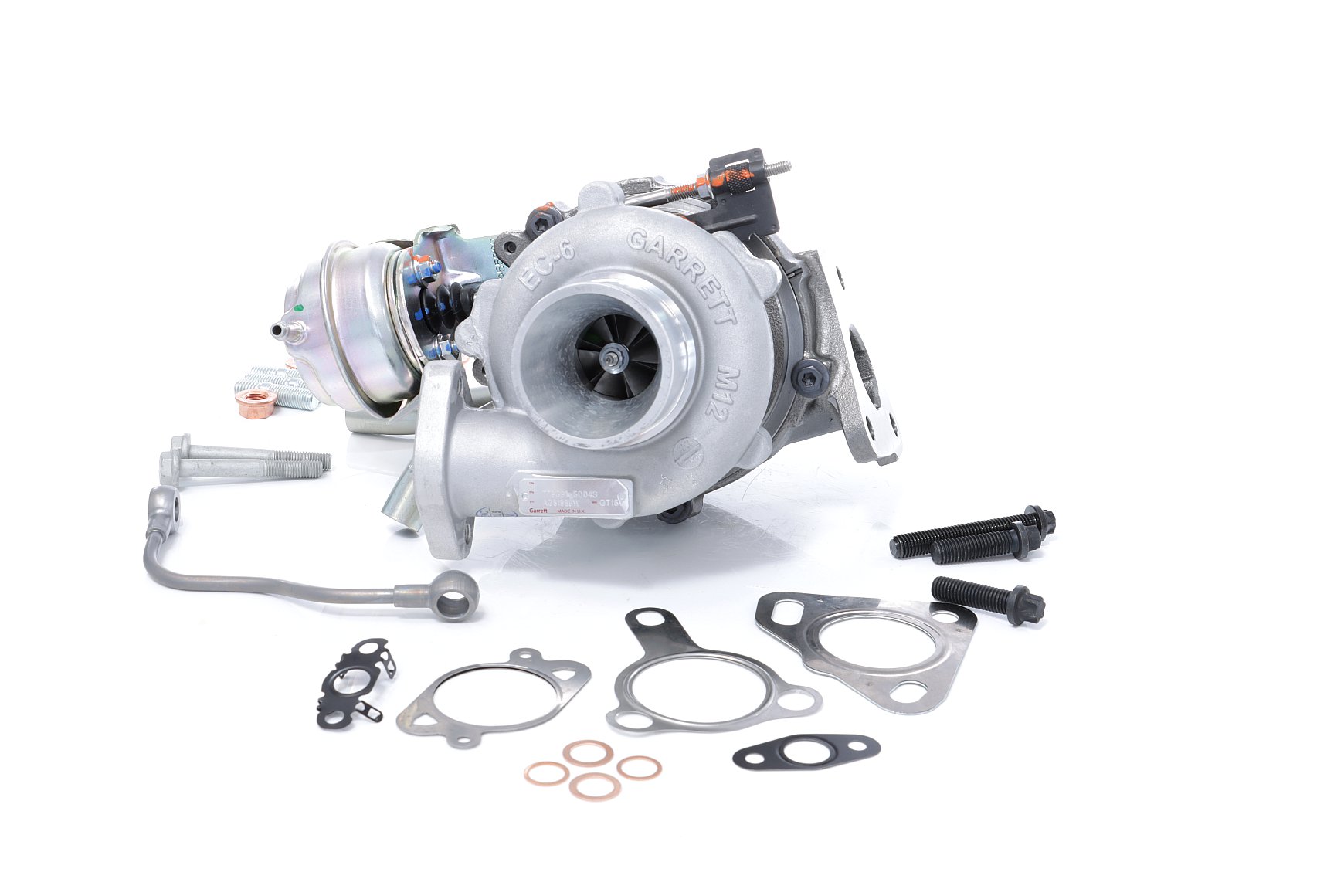 BTS TURBO T981447: Turbosuflantă cu conducta alimentare ulei, cu conducta scurgere ulei, cu dispozitiv golire rezervor, TURBO SERVICE SET ORIGINAL