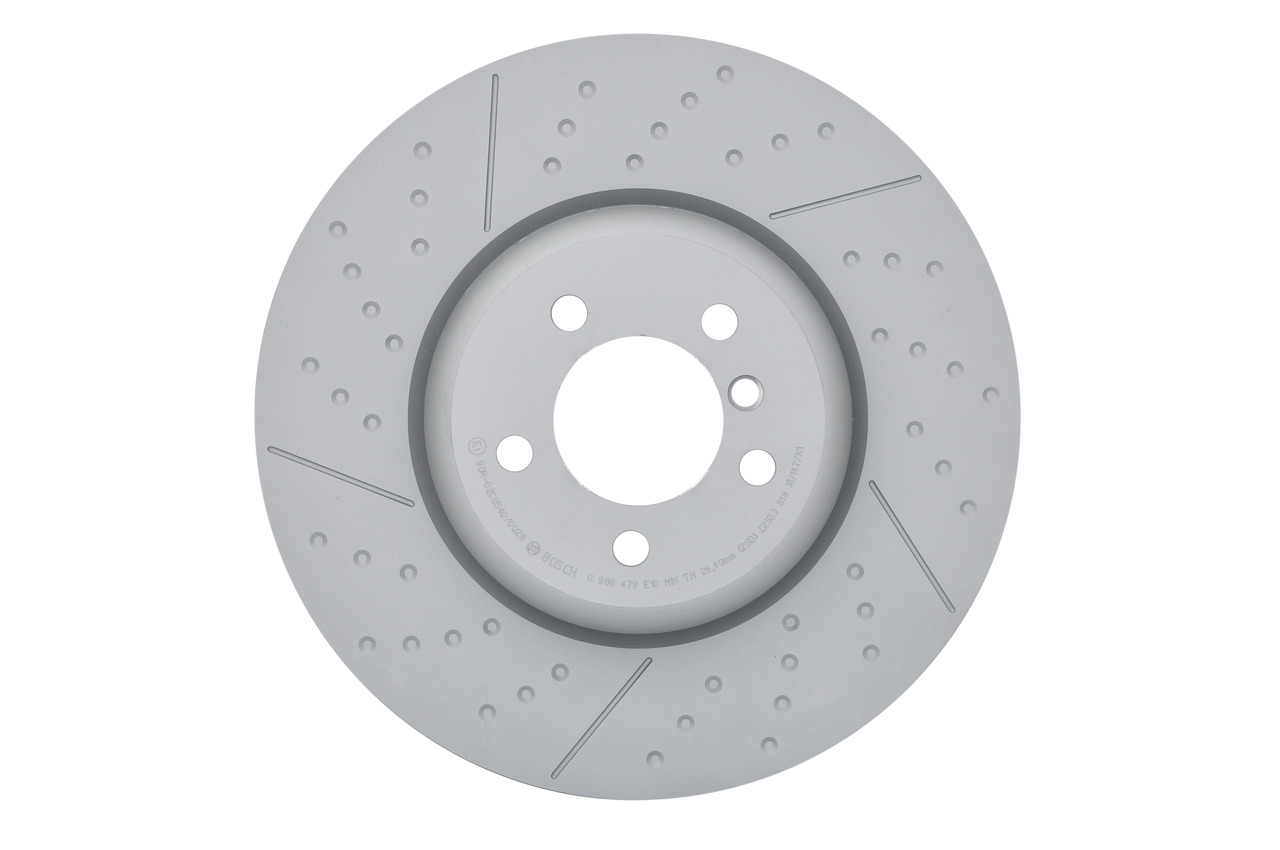 BOSCH 0 986 479 E10: Bremsscheibe Ø: 370mm, Belüftet, zweiteilige Bremsscheibe, geschlitzt/gelocht, Ø: 370mm, beschichtet, mit Schrauben