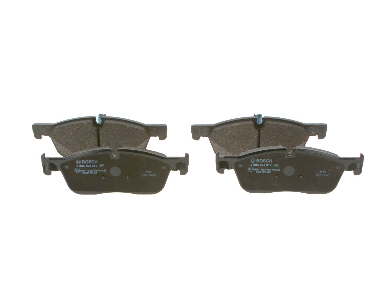 BOSCH 0 986 494 818: Bremsbeläge mit Kolbenclip, mit Anti-Quietsch-Blech