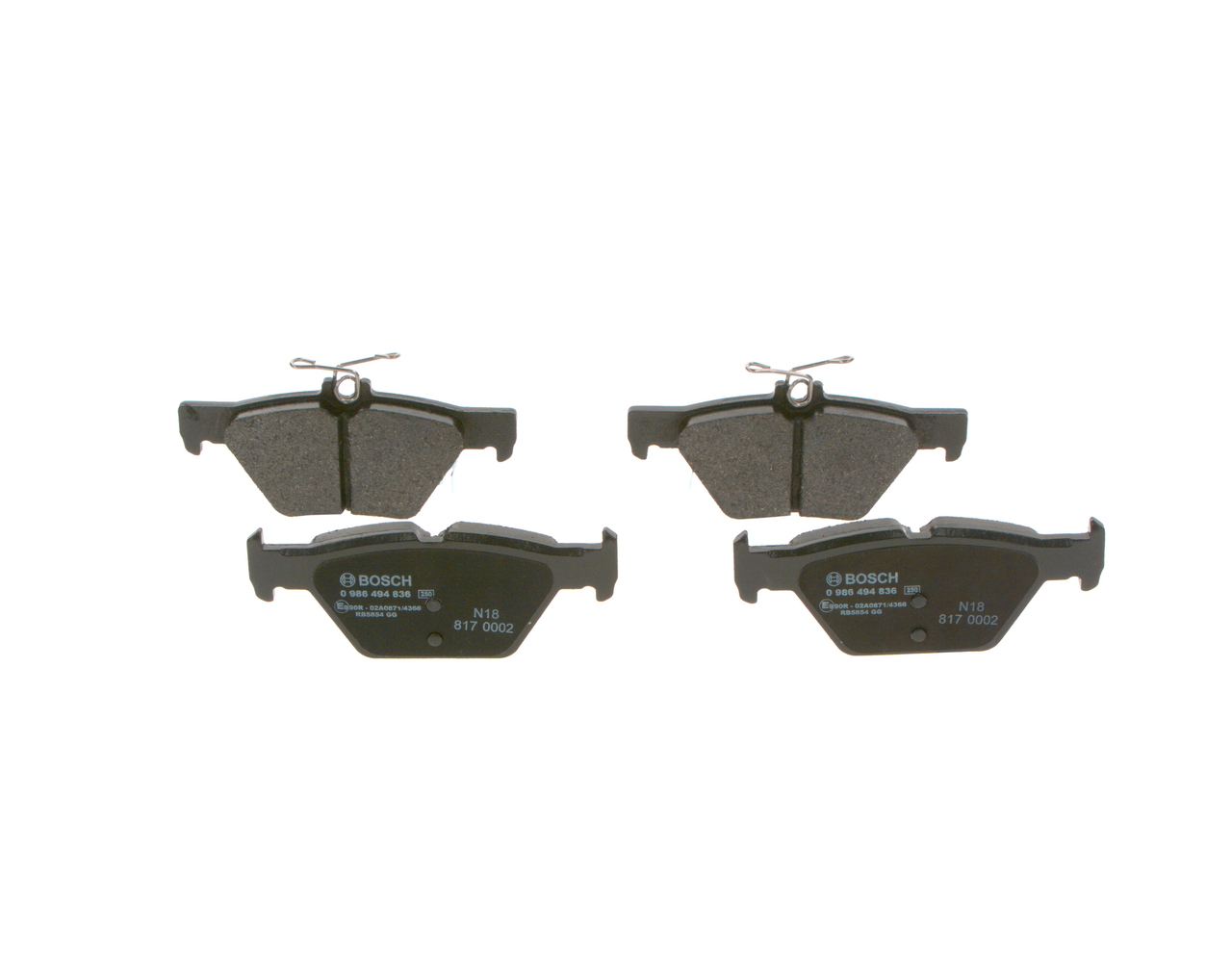 BOSCH 0 986 494 836: Bremsbeläge mit Anti-Quietsch-Blech