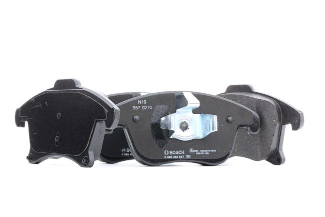 BOSCH 0 986 494 837: Bremseklosser med kolbleklips, med antihyle blikk