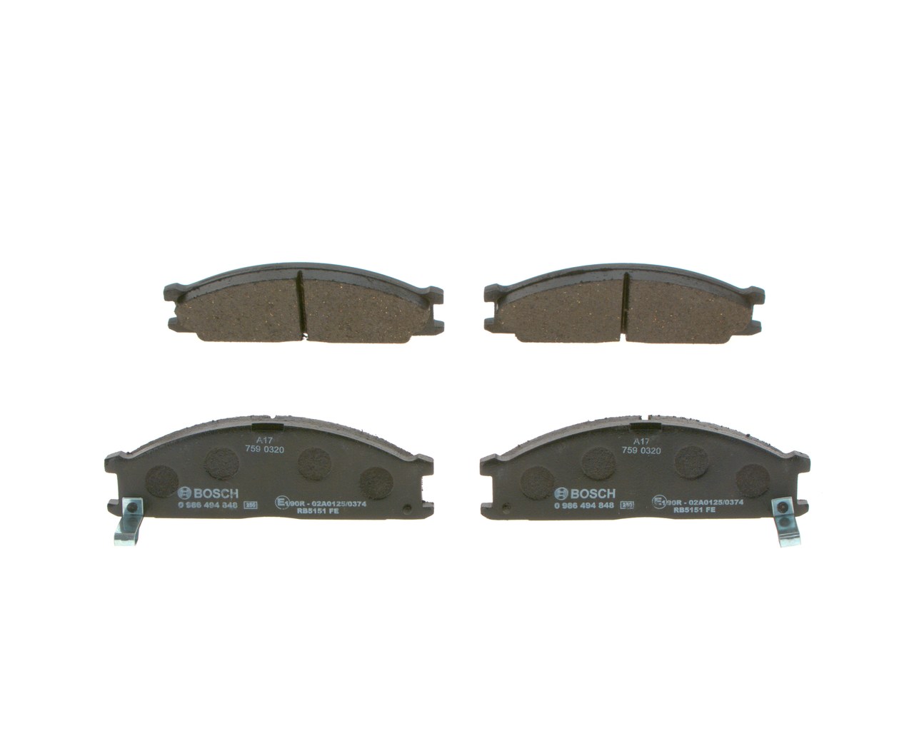 BOSCH 0 986 494 848 Bremseklosser NISSAN NAVARA (D22) 125 hk Bensin hva koster