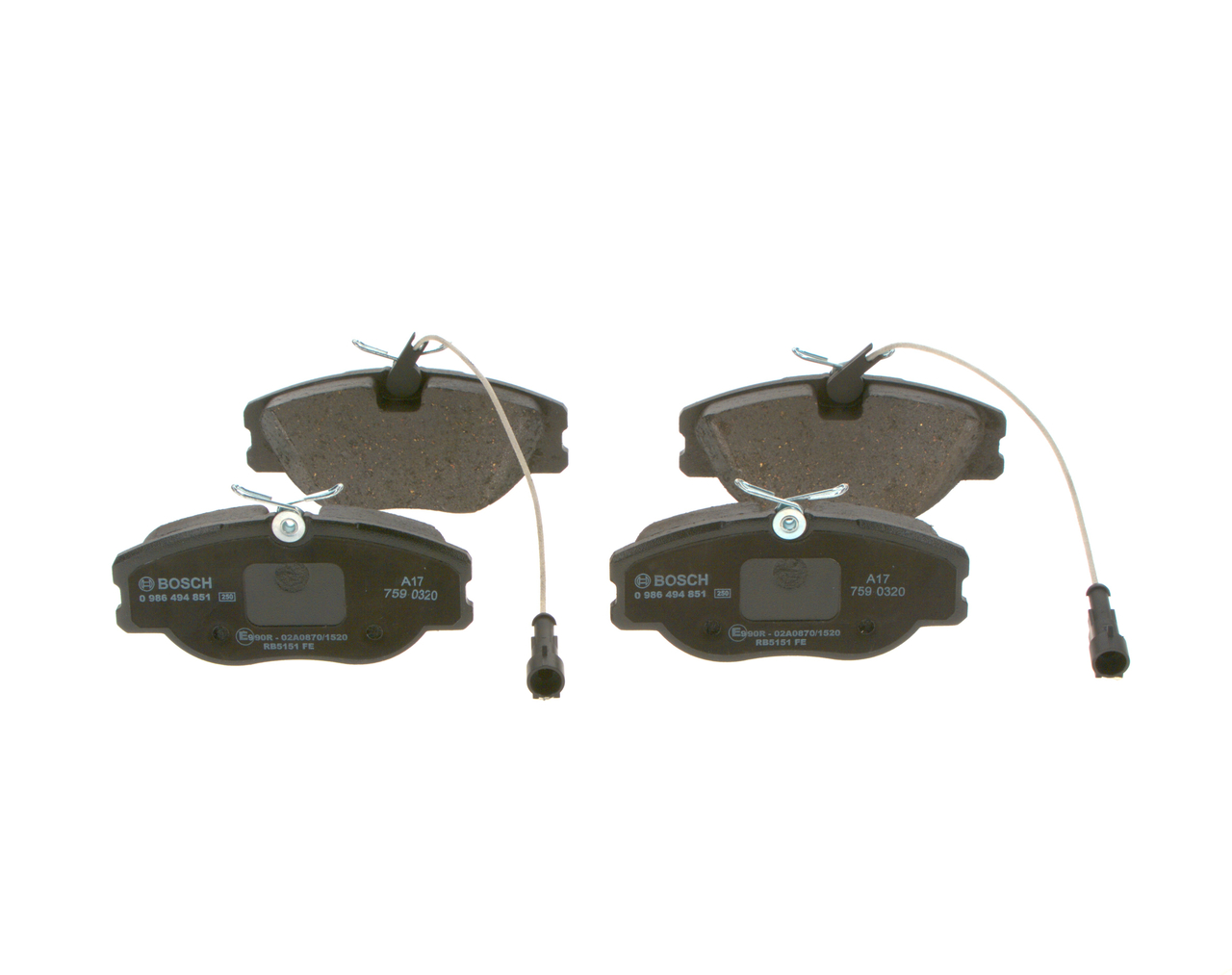 BOSCH 0 986 494 851: Plăcuțe de frână cu tabla anti scartait