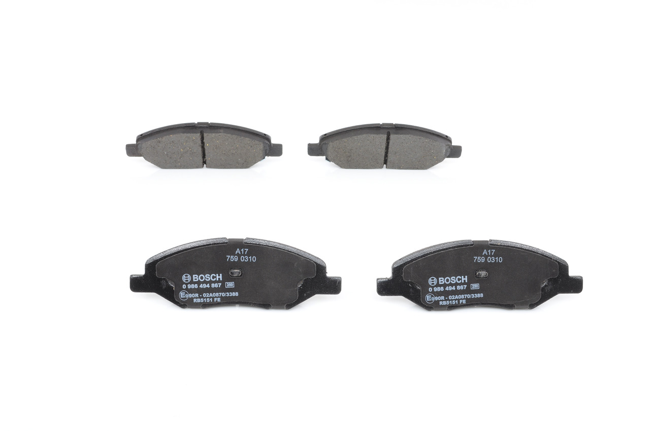 BOSCH 0 986 494 867: Bremsbeläge mit Anti-Quietsch-Blech