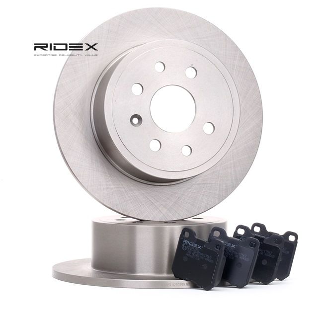RIDEX 3405B0141: Kit de discos de freno y pastillas Eje trasero, Ø: 270mm, macizo