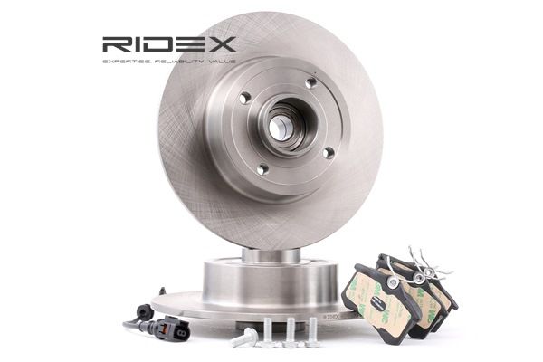 RIDEX 3405B0198: Souprava brzd, koutocova brzda Zadní náprava, R: 240mm, plný, s ložiskem (kola), s krycím plechem, s ABS senzorem