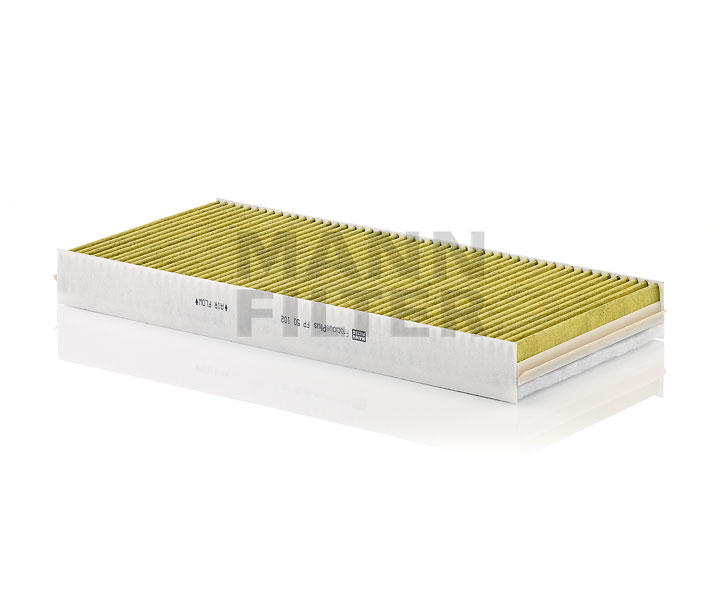 MANN-FILTER FP 50 102: Filtr, wentylacja przestrzeni pasażerskiej FreciousPlus Filtr z węglem aktywowanym i polifenolem, z działaniem antybakteryjnym, Filtr pyłowy dokładnego oczyszczania (PM 2.5), z działaniem grzybobójczym, Filtr z węglem aktywnym
