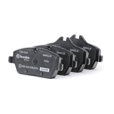 BREMBO P 06 034X: Juego de pastillas de freno XTRA LINE con accesorios, con tornillos pinza freno, Chapa antichirridos