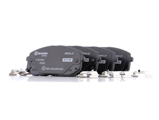 BREMBO P 30 056X: Sada brzdových destiček, kotoučová brzda XTRA LINE s příslušenstvím, s krycím plechem