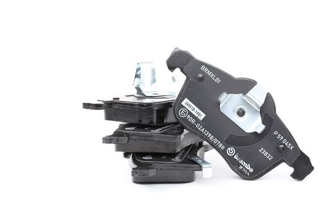 BREMBO P 59 045X: Fékbetét készlet, tárcsafék XTRA LINE Tartozékok nélkül, csikorgásgátló lemezzel