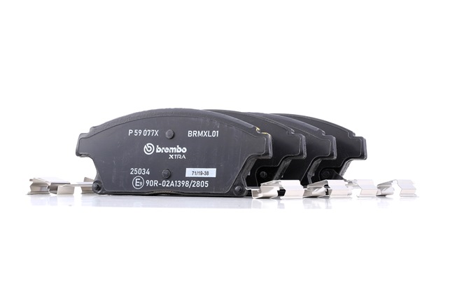 BREMBO P 59 077X: Juego de pastillas de freno XTRA LINE con accesorios, Chapa antichirridos