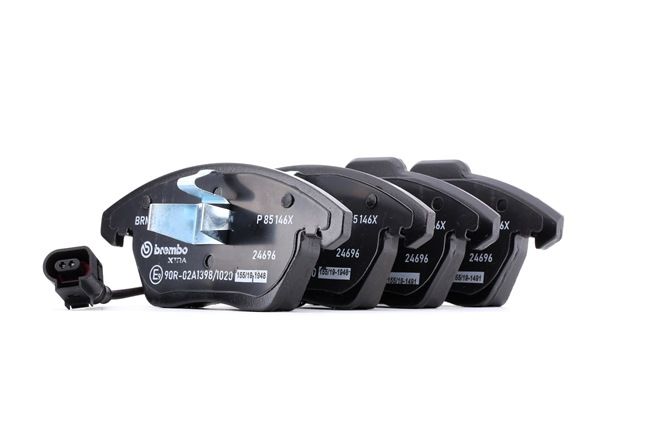 BREMBO P 85 146X: Fékbetét készlet, tárcsafék XTRA LINE Tartozékok nélkül, csikorgásgátló lemezzel