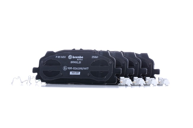 BREMBO P 85 165X: Bremsbeläge XTRA LINE mit Zubehör, mit Anti-Quietsch-Blech