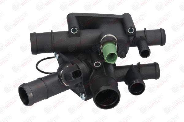 BIRTH 80445: Kühlmittelflansch Vorderachse, mit Temperatursensor, mit Dichtung, mit Thermostat