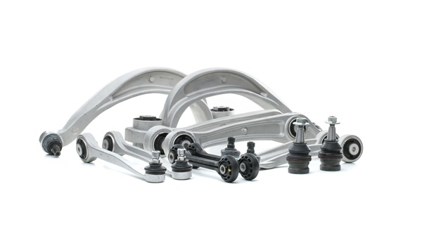 TOPRAN 629 701: Kit bras de suspension Essieu avant, avec support en caoutchouc, avec bielle/barre de poussée, avec rotule de suspension
