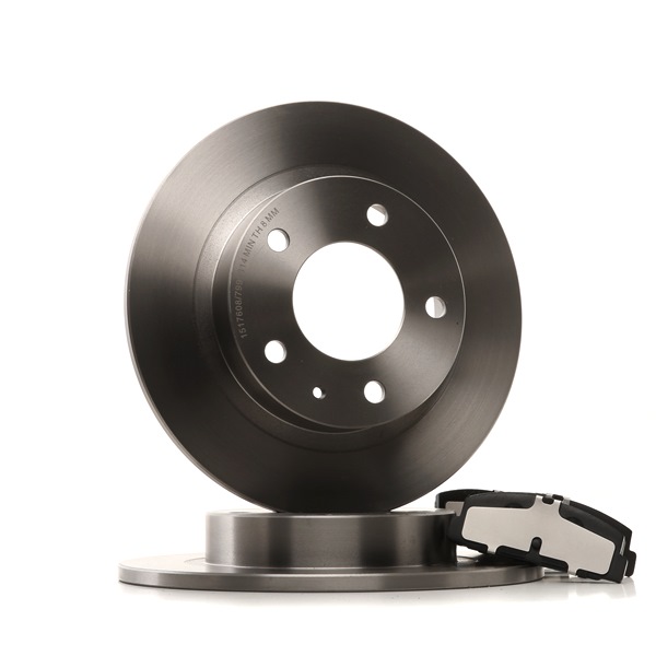 RIDEX 3405B0362: Disques et plaquettes de freins Essieu arrière, Ø: 261mm, plein, sans moyeu de roue, sans boulon de fix° de roue