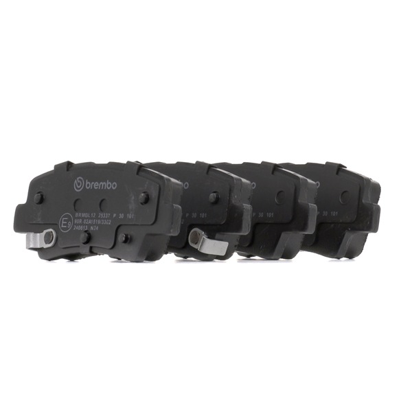 BREMBO P 30 101: Brzdové platničky PRIME LINE s prislusenstvom, s piestovym klipom, s proti hlukovým plechom