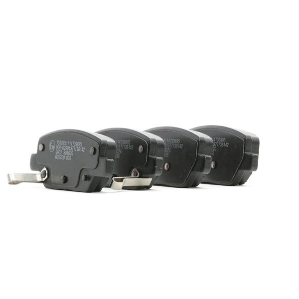 RIDEX 402B1335: Bremsbeläge hinten, mit Zubehör, mit Bremssattelschrauben