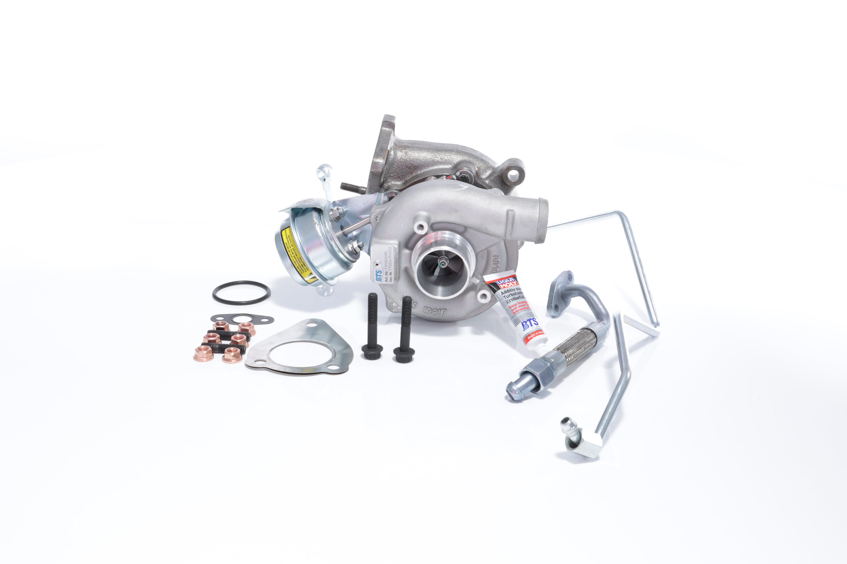 BTS TURBO T981036BL Turbolader TURBO SERVICE SET REMAN mit Anbau-/Befestigungsmaterial, mit Ölzulaufleitung, mit Ölablaufleitung