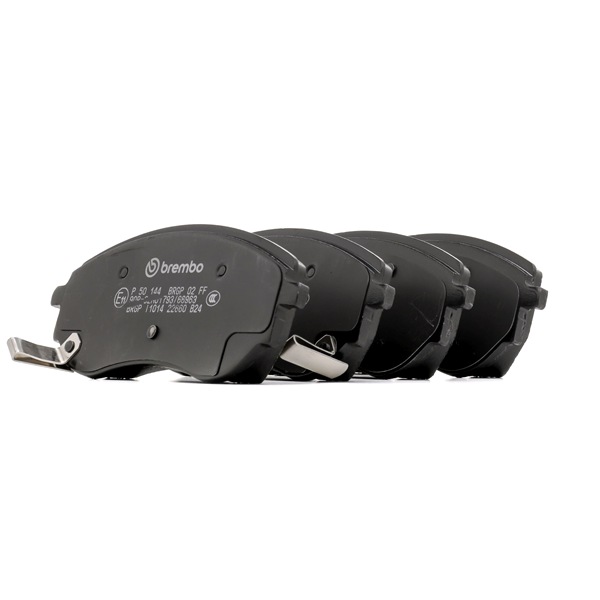 BREMBO P 50 144: Bremsbeläge PRIME LINE mit Zubehör, mit Bremssattelschrauben, mit Anti-Quietsch-Blech