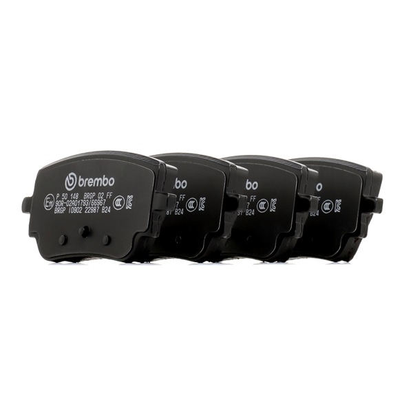 BREMBO P 50 148: Plăcuțe de frână PRIME LINE cu acceasorii, cu suruburi etrier, cu tabla anti scartait