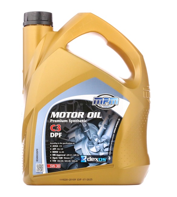 MPM 05005DPF: Mootoriõli 5l, 5W-30 PREMIUM SYNTHETIC, C3 DPF